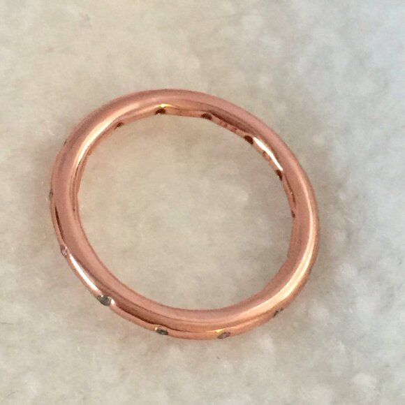CLEARANCE....NWOT Pandora Rose Gold Simple Band with CZd Ring Various Sizes - Picture 3 of 4